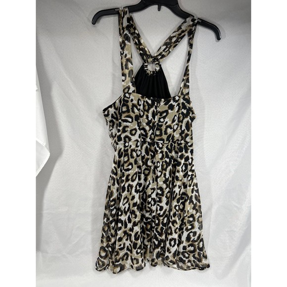 Bisou Bisou Sz 14 Black Leopard Dress Flowy Club Evening Beach Cover - Picture 2 of 4